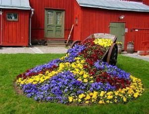 hermosa cama de flores