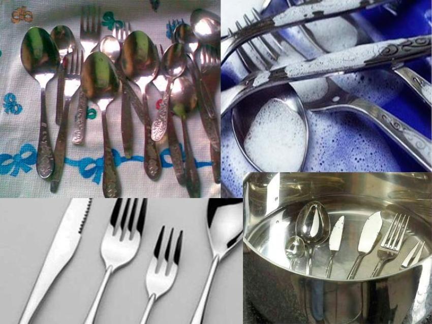 cómo lavar cucharas y tenedores para brillar