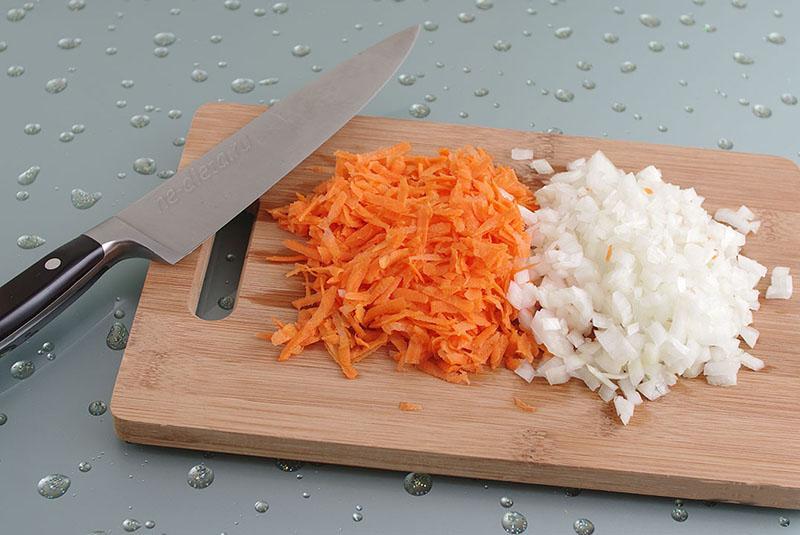 picar zanahorias y cebollas