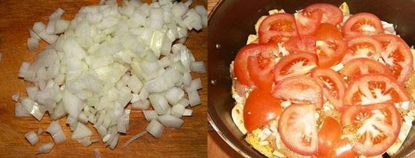 hacher l'oignon et les tomates