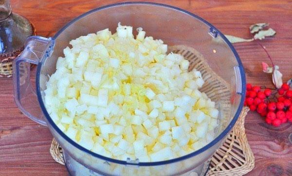 courge coupée en cubes