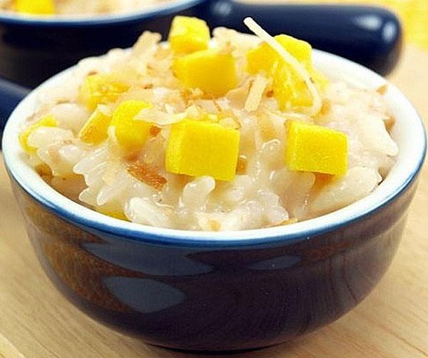 gachas de arroz con leche de coco