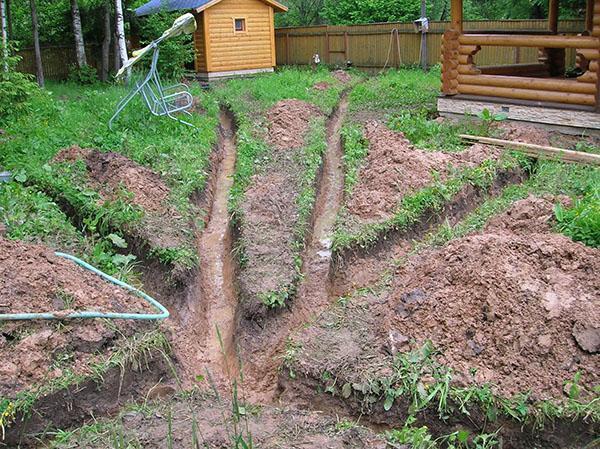 canaux pour la pose de tuyaux de drainage