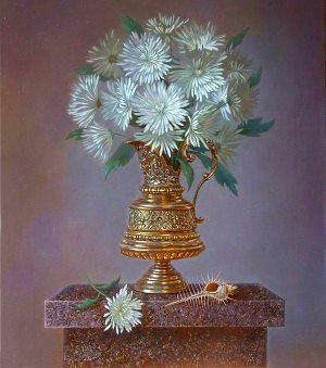 un bouquet de chrysanthèmes dans un vase