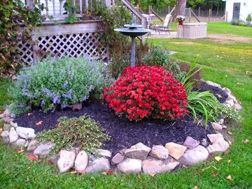 cama de flores de piedra
