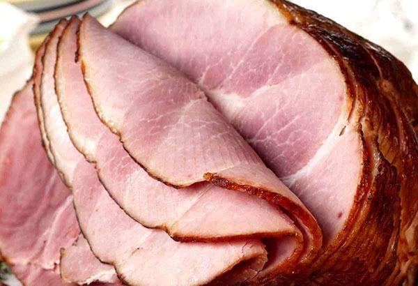 se ven venas y vetas de grasa en el jamón