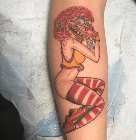 komisches unheimliches ronald mcdonald clown tattoo