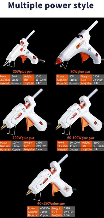 pistola de pegamento de diferente poder