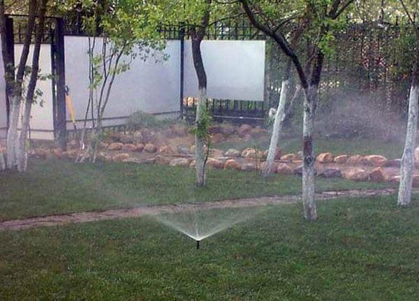 regando el jardín