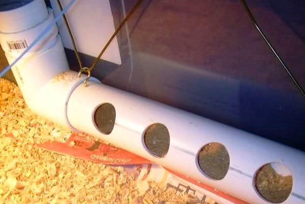 Comedero horizontal para una gran cantidad de pollos