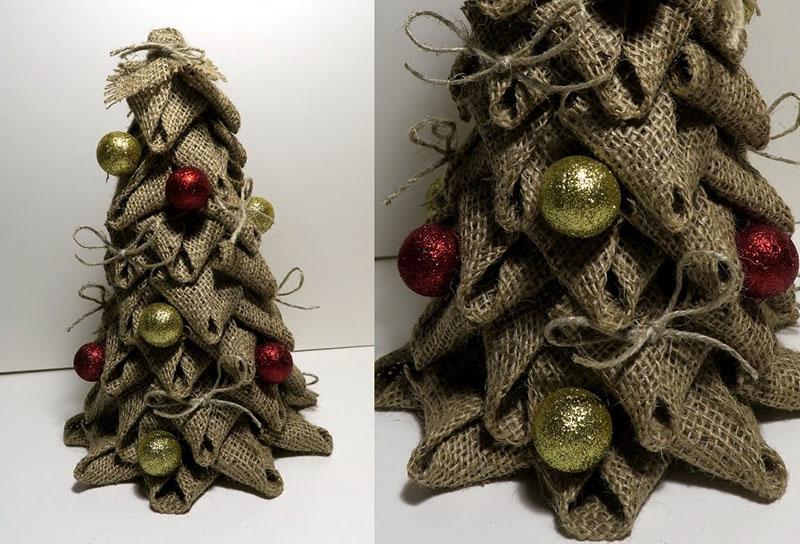 option pour faire un arbre de Noël à partir de toile de jute