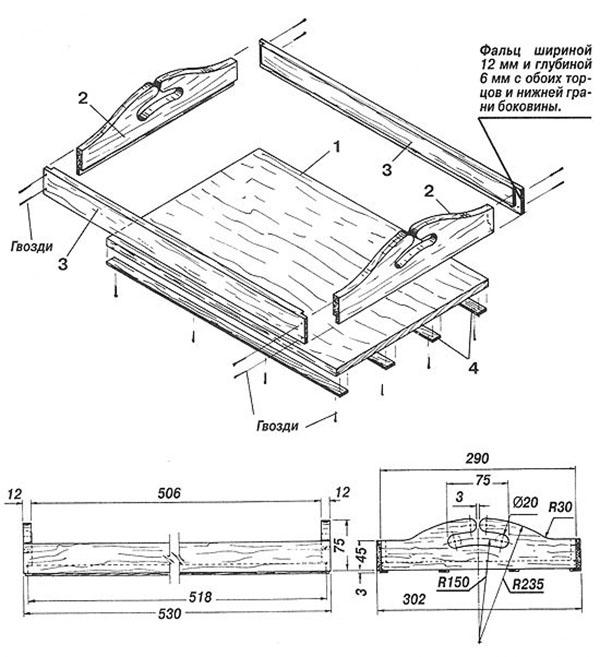 mesa de madera con parachoques y asas