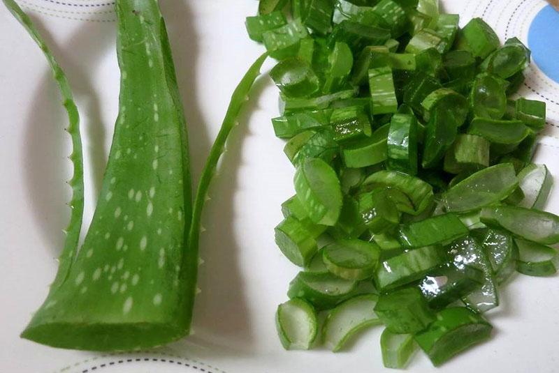 picar hojas de aloe