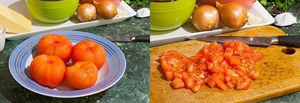 éplucher et hacher les tomates
