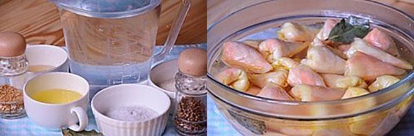 preparar la marinada y verter los rollitos de col