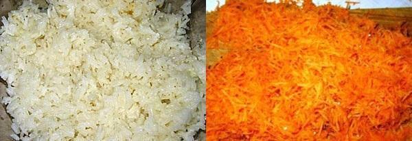 preparar arroz y zanahorias