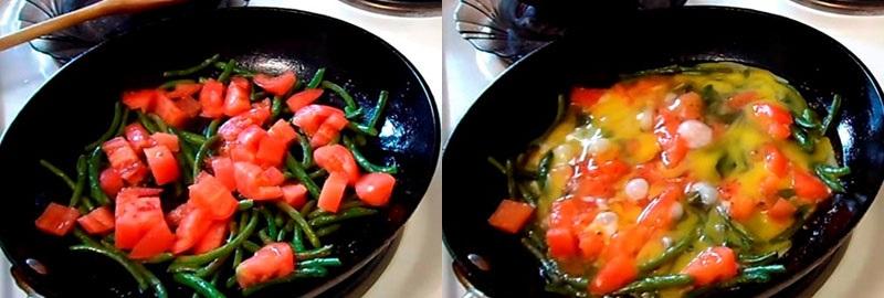 agregue tomates y huevo