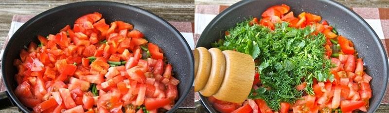 agregue tomate y hierbas