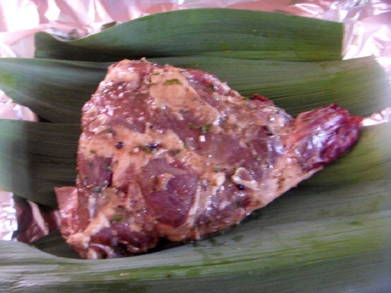 mettre la viande sur les feuilles du rockumball