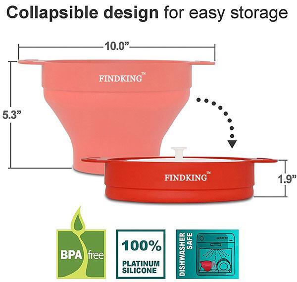 caractéristiques du bol de pop-corn en silicone