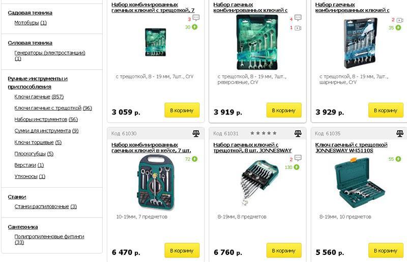 un jeu de clés dans la boutique en ligne