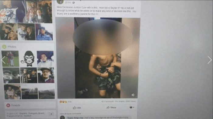 Matka Nikki Dickinson dovolila 16leté tetovat svého syna ve svém obývacím pokoji a ona se dostala do ohně poté, co tento proces zveřejnila na své stránce na Facebooku.