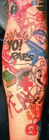 Jeder, der auch nur ein marginaler Fan von Hip-Hop-Musik war, erinnert sich daran, sein Leben geplant zu haben, als Yo! MTV Raps ausgestrahlt. Tattoo von Jef Palumbo