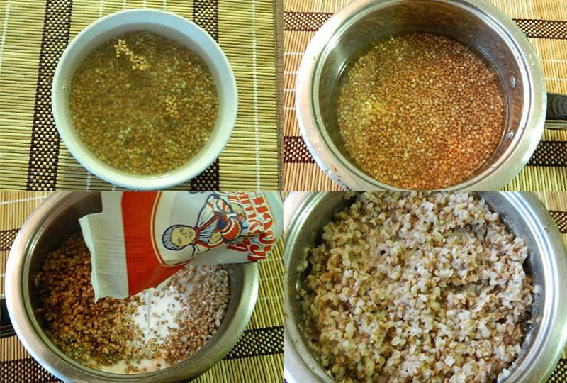 el proceso de cocinar el trigo sarraceno con leche