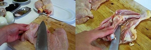 separar la carne de los huesos