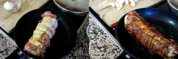 freír rollos en una sartén