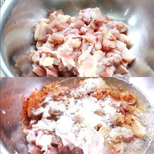 picar la carne y mezclar con especias