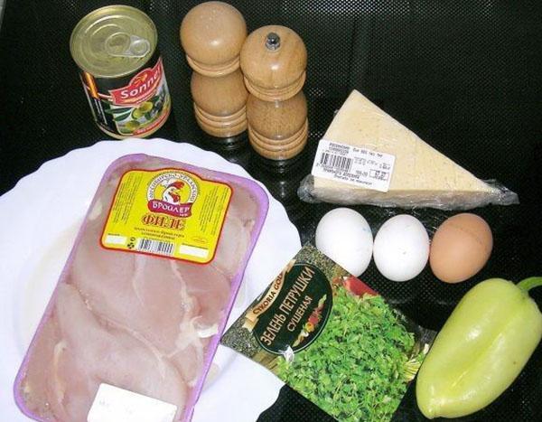 ingredientes para rollo de pollo con queso