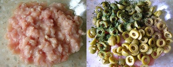 triturar la carne y mezclar con verduras
