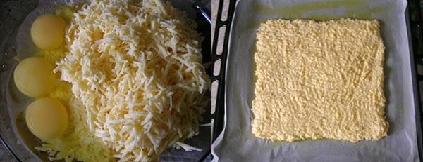 mezclar el queso con los huevos y hornear