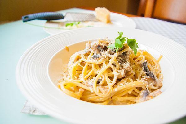 pasta con champiñones