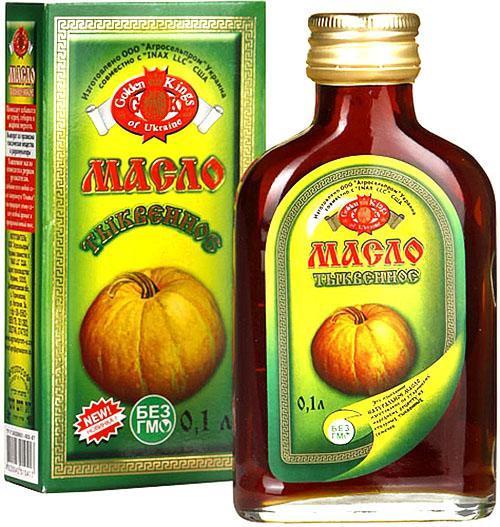 Aceite de semilla de calabaza en la farmacia.