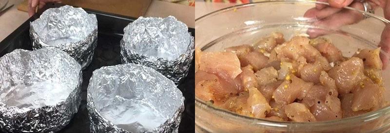 dar forma a las ollas y preparar la carne