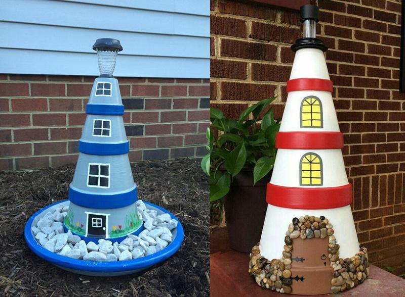 phare miniature dans le jardin