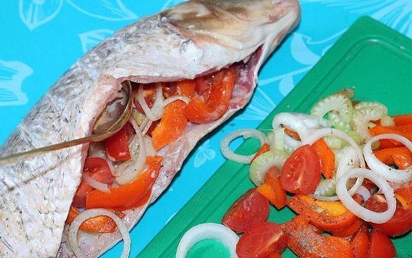 rellenar el pescado con verduras