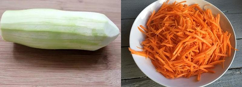 préparer les courgettes et les carottes