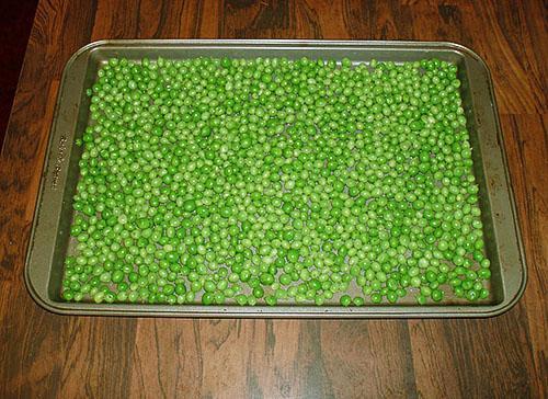 Guisantes secos en el horno