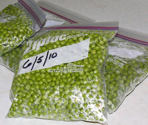 Almacenar guisantes en el congelador