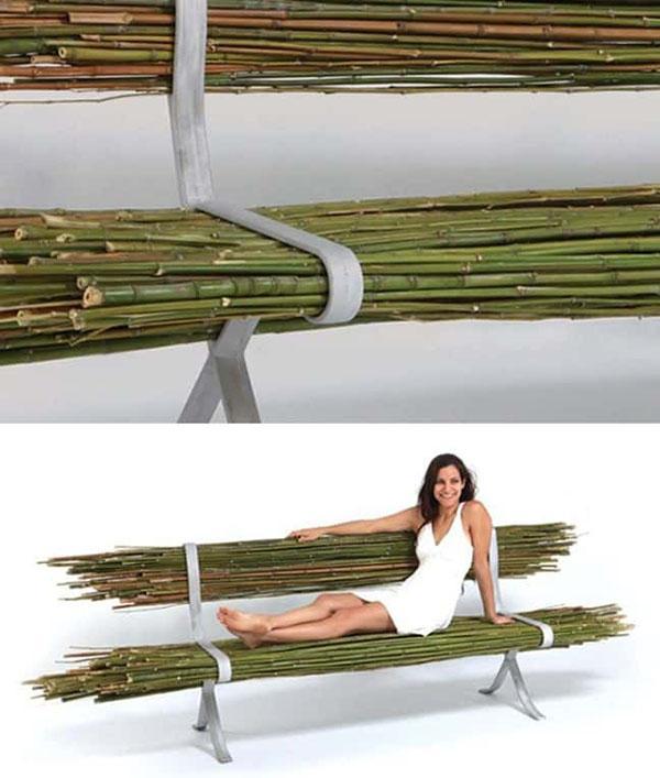 banc de poteau en bambou