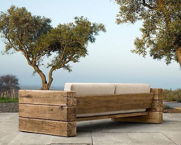 banc en bois brut