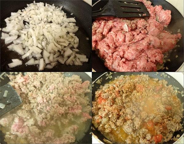 etapas de preparación de carne picada