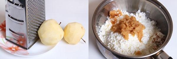 rallar manzanas y mezclar con requesón