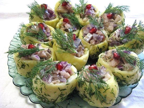 tartaletas de patata y arenque