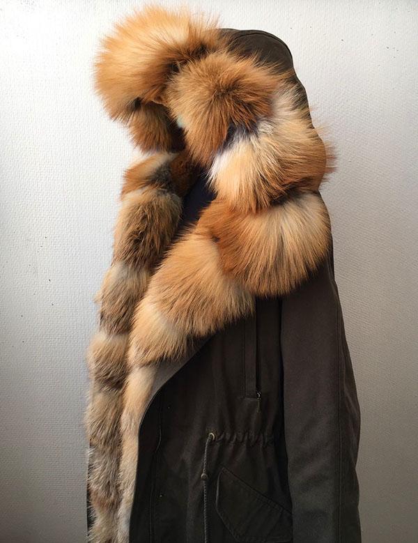 manteau avec fourrure de renard