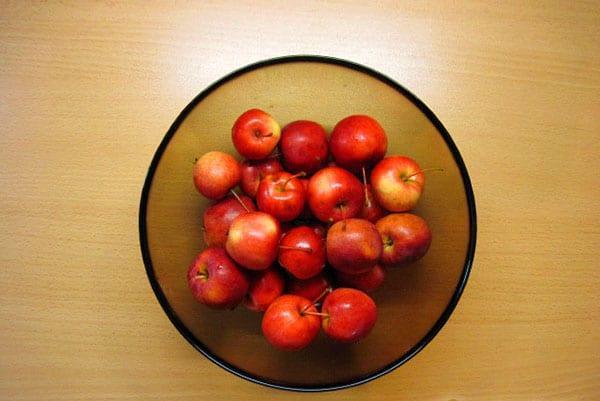 laver et couper les pommes