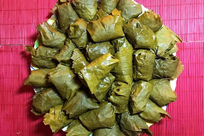 rollos de col en forma de hojas de parra